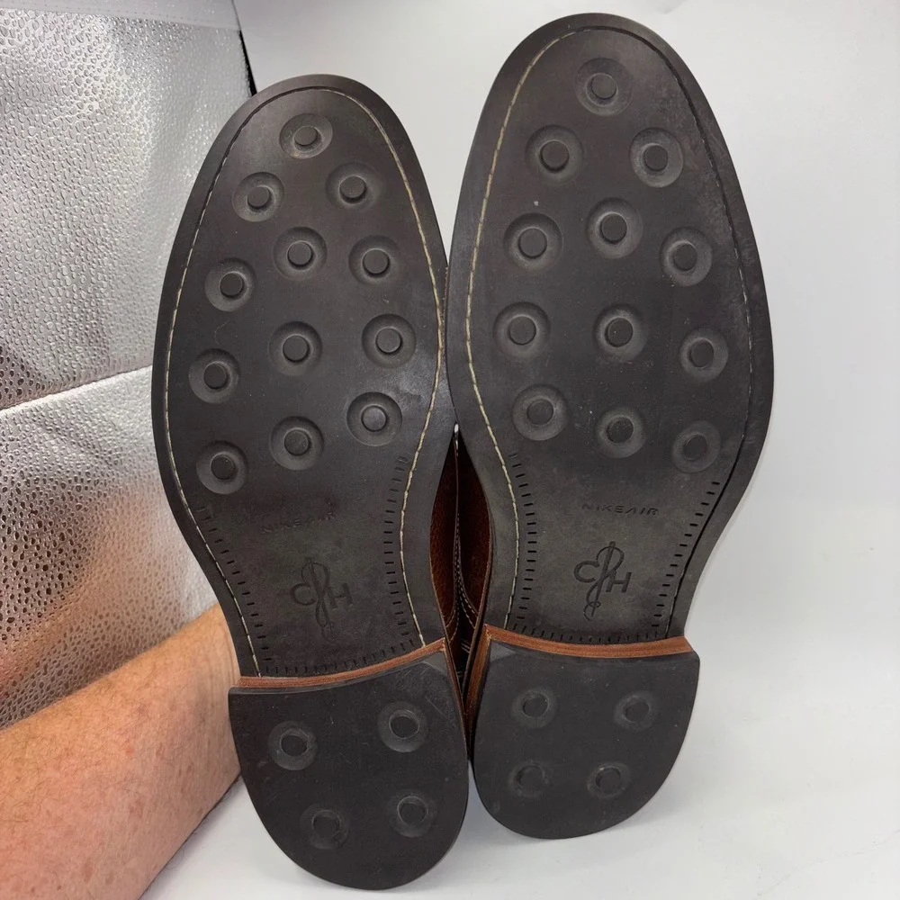 Cole Haan Air Giraldo Derby Brown Pebbled Leather Nike Air C08690 Mens 9.5M